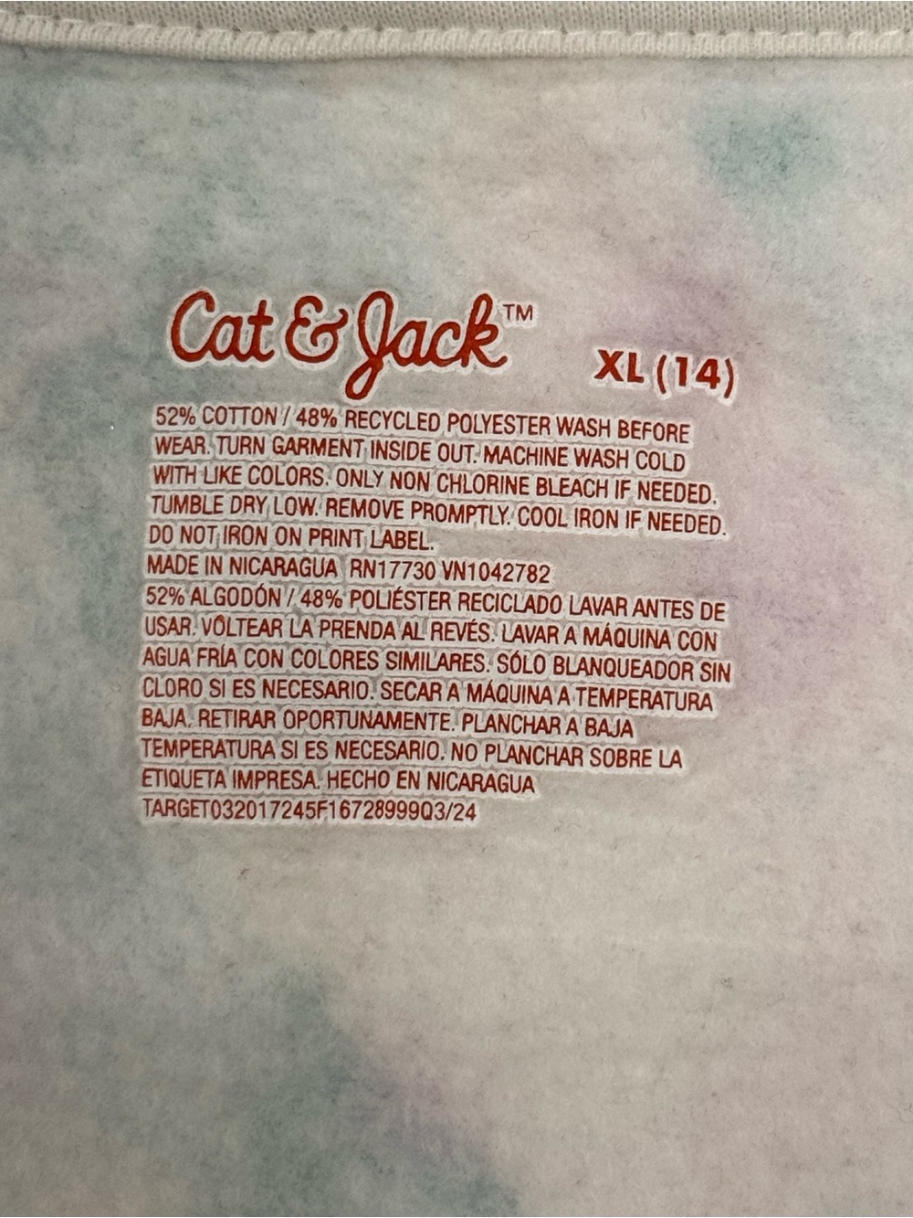 3/$25 Cat & Jack Girls' Pastel Tie-Dye Zip Hoodie — XL(14) - Picture 3 of 4
